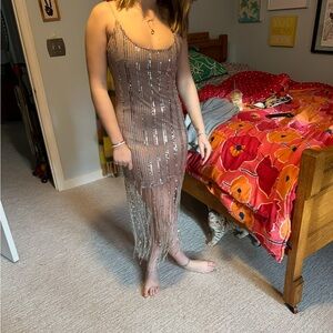 Anthropologie Mauve Sequin Detail dress